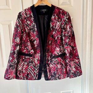 Vintage Kasper Jacket Womens Red, Gray, Black Blazer Size 16W